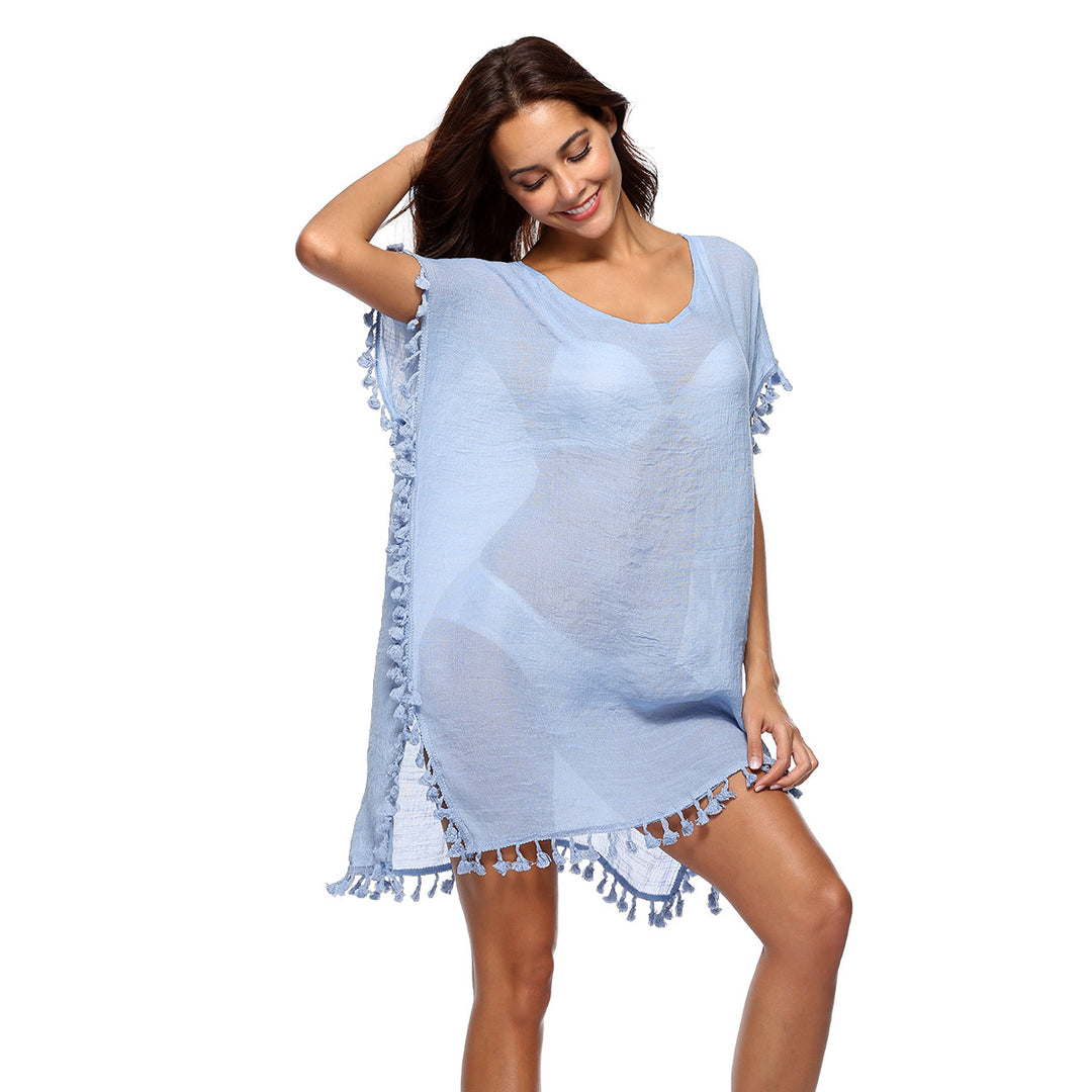 Dame poncho med frynsebesætning Stilla