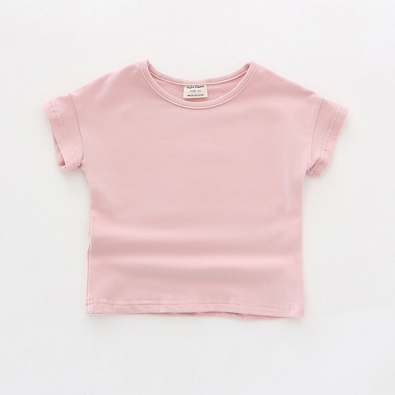 Pige Basis Bomulds Rundhals T-shirt Stilla