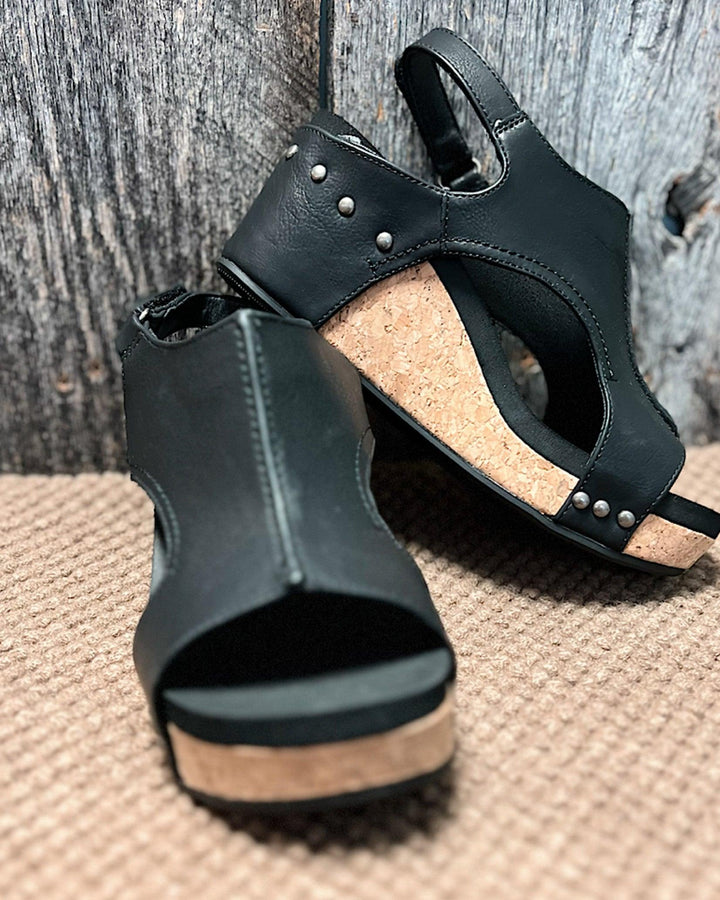 Skovae | Dame Plateau-Keilsandaler Af Kork med Fesselriemchen Stilfulde Sandaler med Åben Tå og Keilhælhæl til Damer