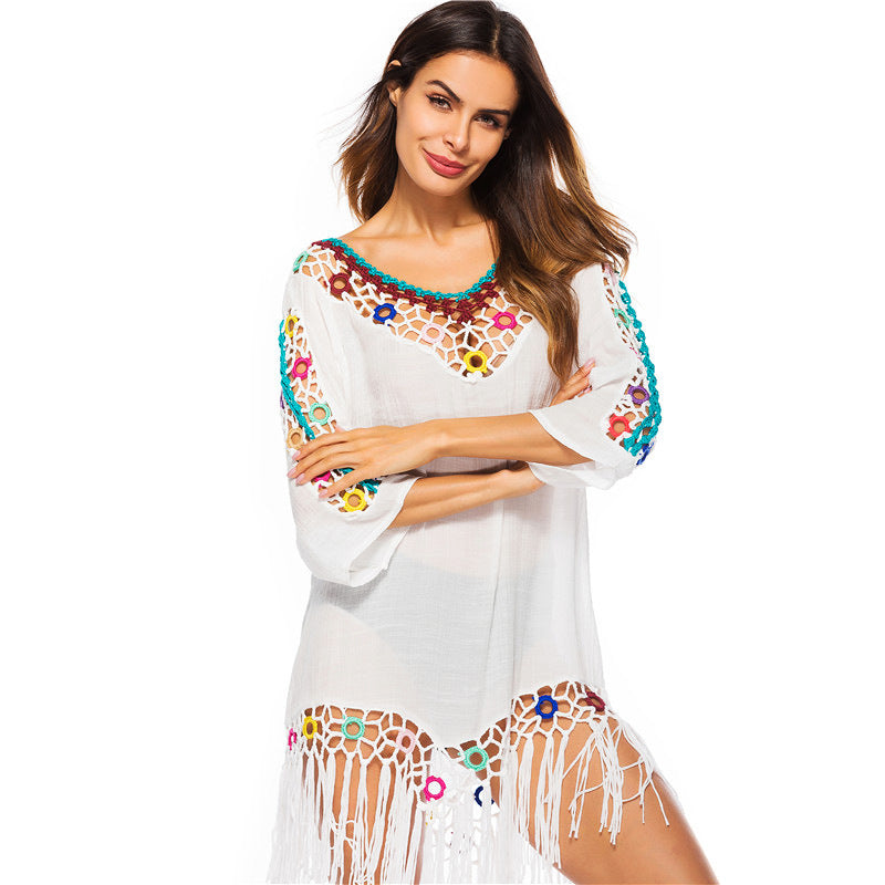 Damer Bohemian Hæklet Off-Shoulder Strandovertræk Stilla