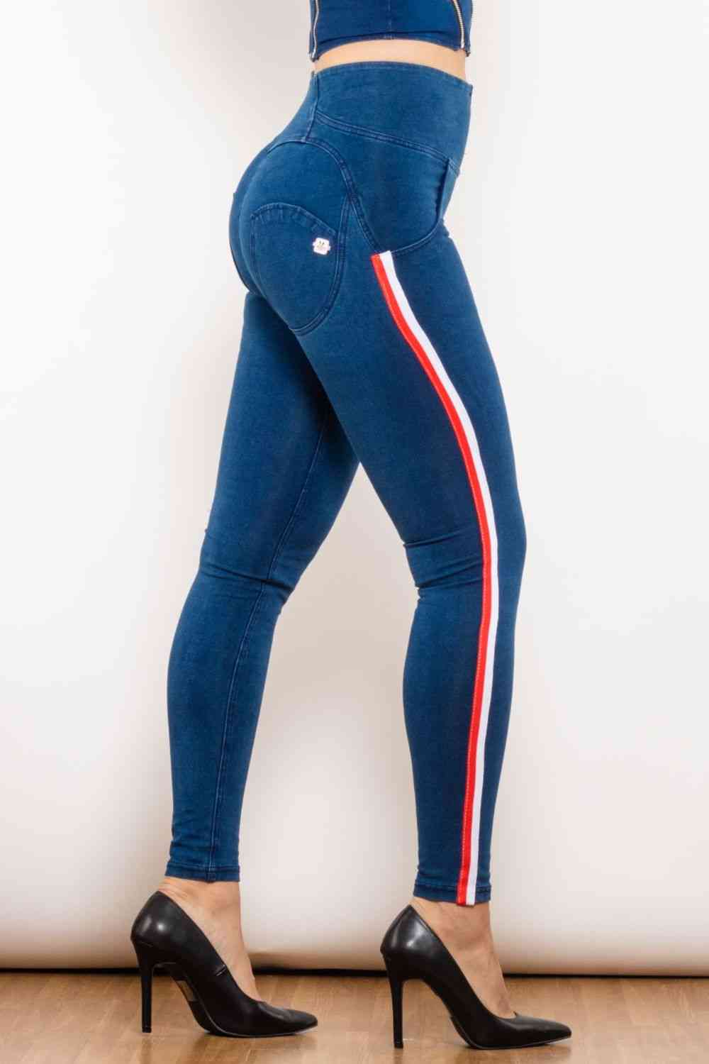 Stilla | Stripe Lynlås Lukning Skinny Jeans