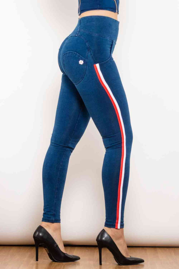 Stilla | Stripe Lynlås Lukning Skinny Jeans