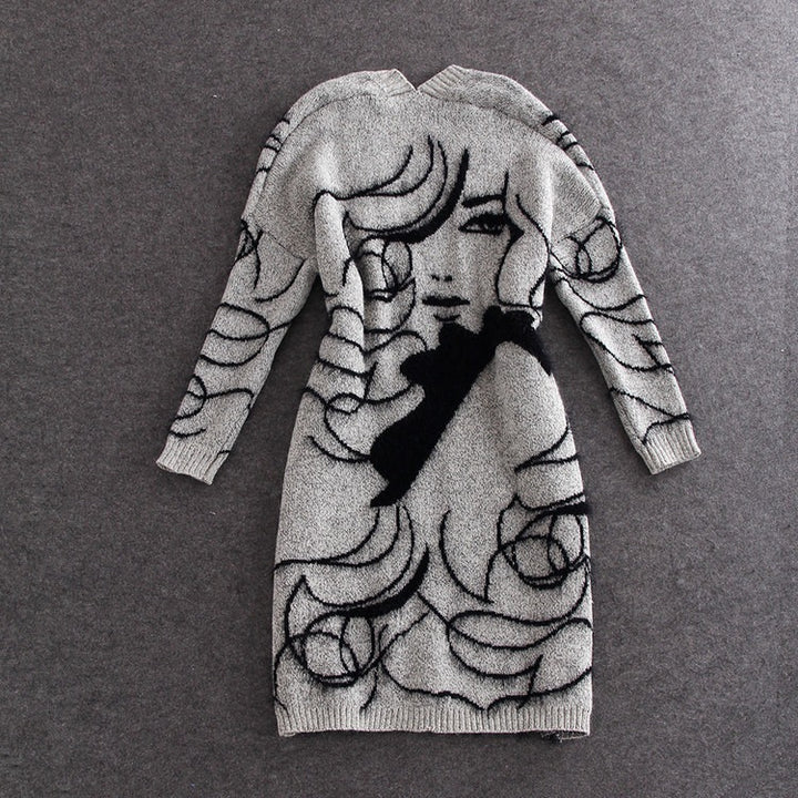 Kvinders strikkede cardigan med indviklet mønster og åben skæring Stilla