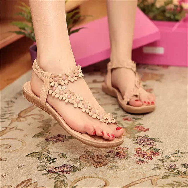 Dame nan Tåsplit-sandal med blomsterapplikation, elastisk hælbånd og polstret sål Skovae