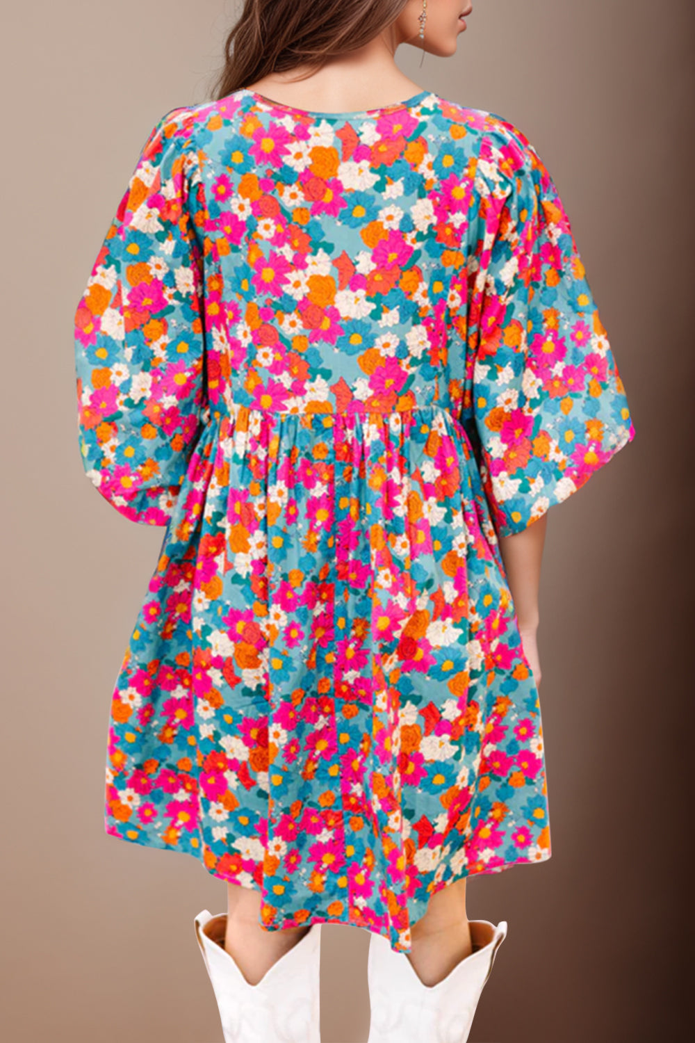 Stilla | Tie Neck Puff Sleeve Mini Dress
