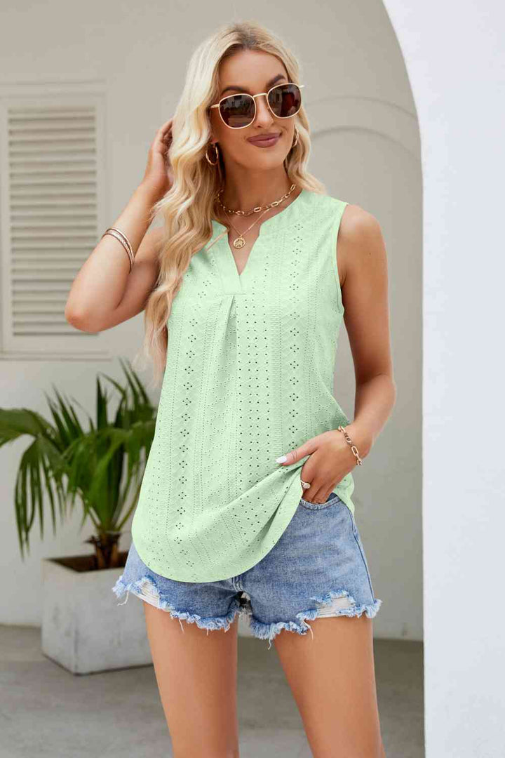 Stilla | Hals Kurvet Kant Eyelet Tank