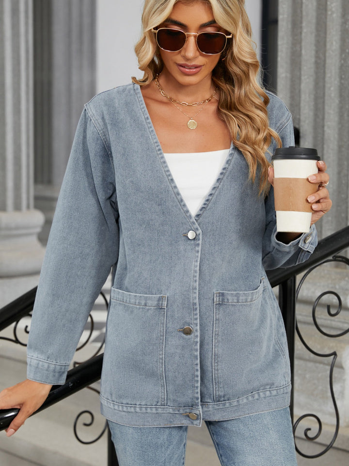 Stilla | V-Hals Knappet Denim Jakke