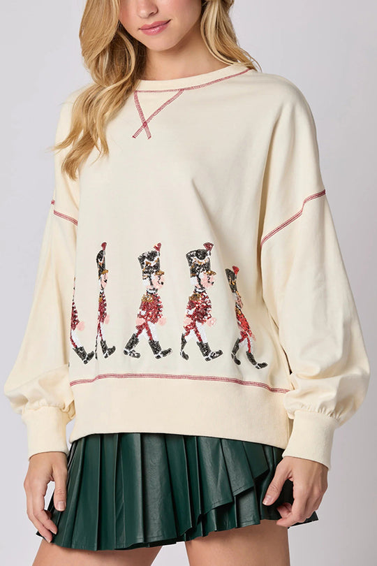 Stilla | Jule Soldat Pailletter Langærmet Fritids Sweatshirt