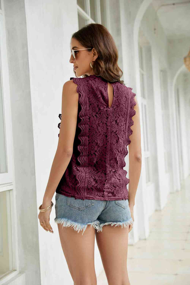 Stilla | Scalloped Keyhole V-hals Tank