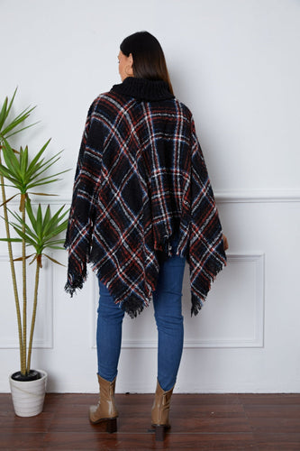 Stilla | Turtleneck Plaid Raw Hem Sweater
