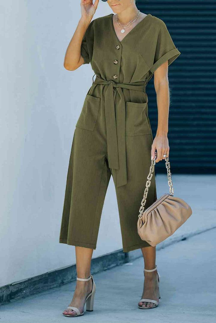 Stilla | Talje Knappet Forkortet Jumpsuit
