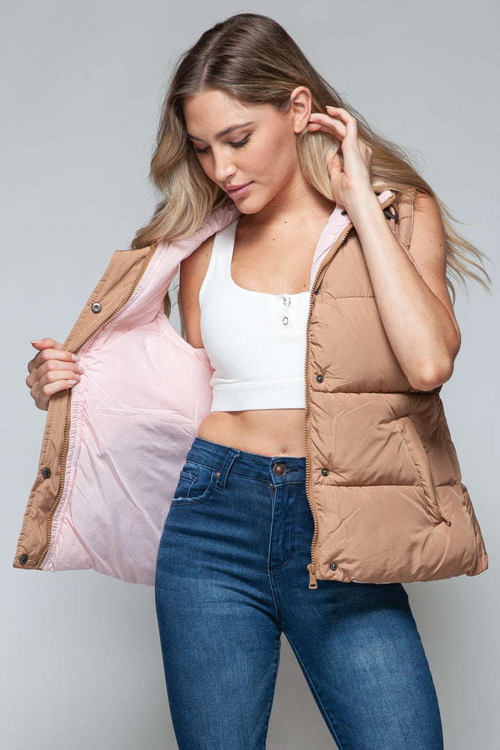Stilla | Snob Hoodie Vest Med Trykknap og Lynlås