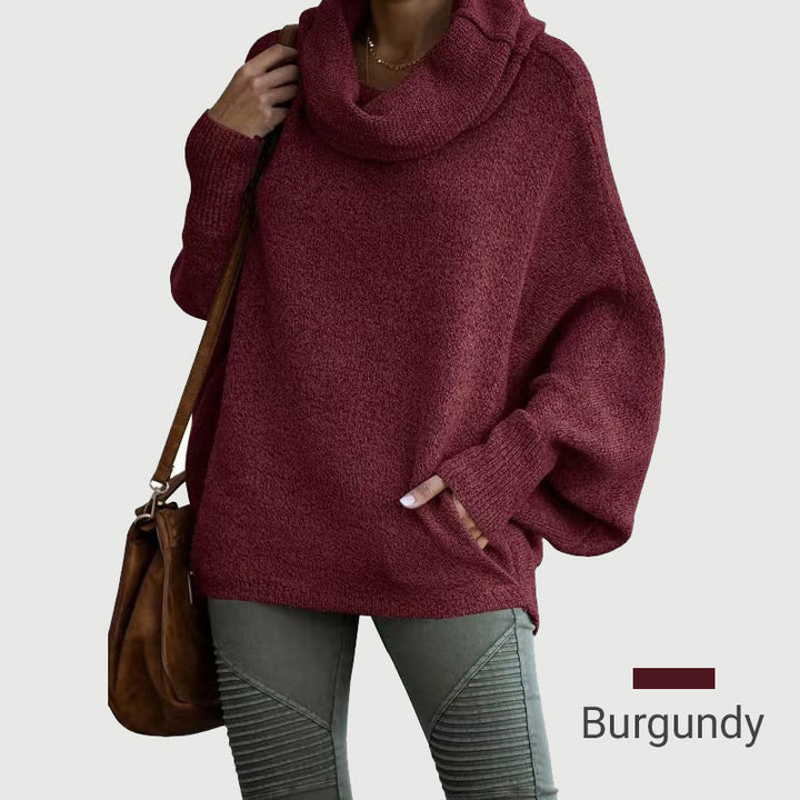 Stilla | Cozy Batwing Sweater med Vandfaldsudskæring og Lommer