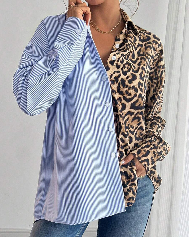 Stilla | Stribet Patchwork Leopardprint
