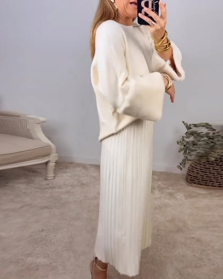 Stilla | Ensfarvet Sweater med Lange Ærmer