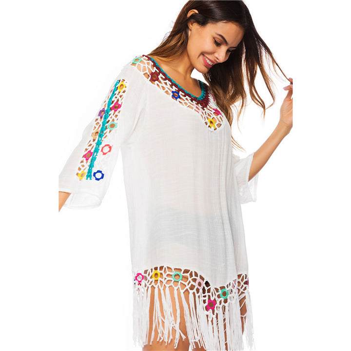 Damer Bohemian Hæklet Off-Shoulder Strandovertræk Stilla
