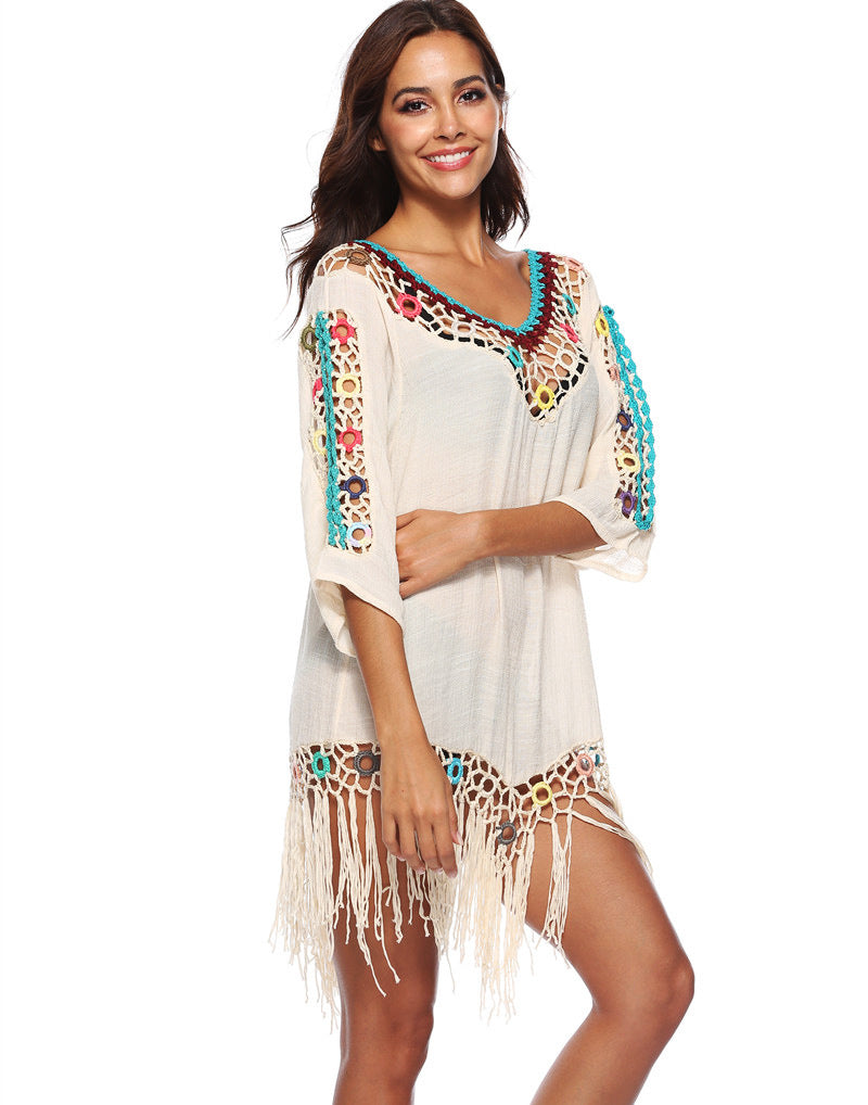 Damer Bohemian Hæklet Off-Shoulder Strandovertræk Stilla