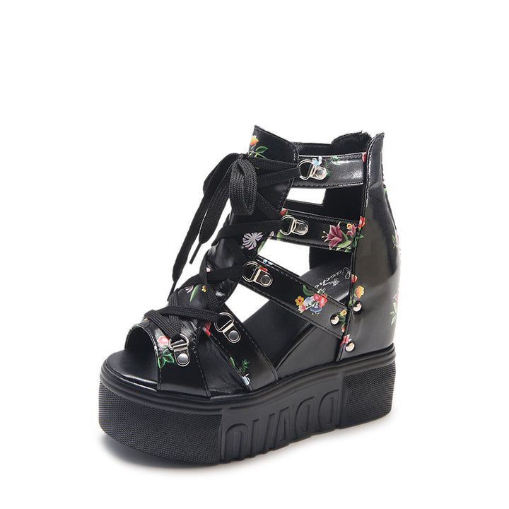 Dame mode Plateau-sandaler med blomsteraccenter og justerbare remme Stilla