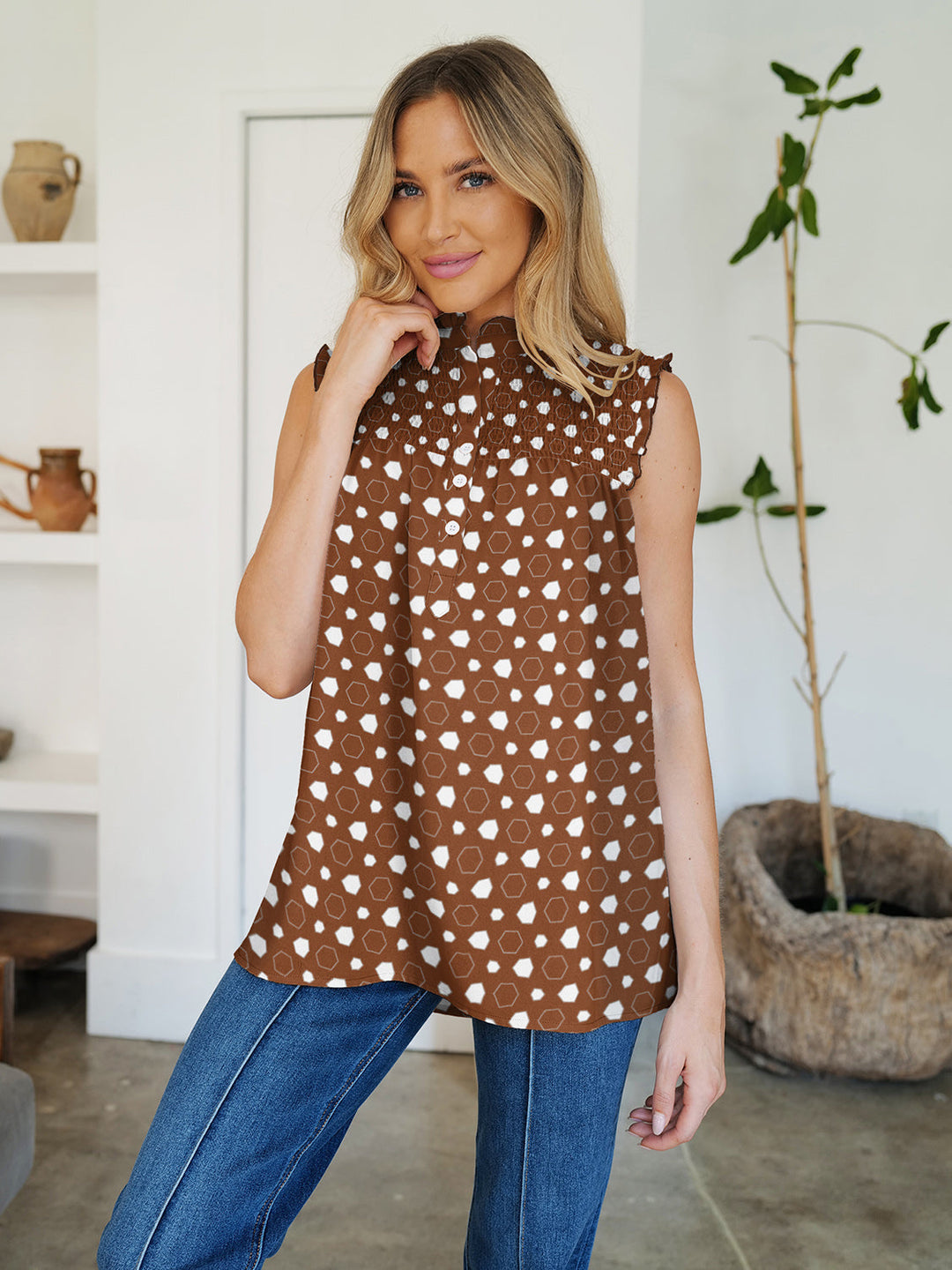 Stilla | Printet Mock Neck Top