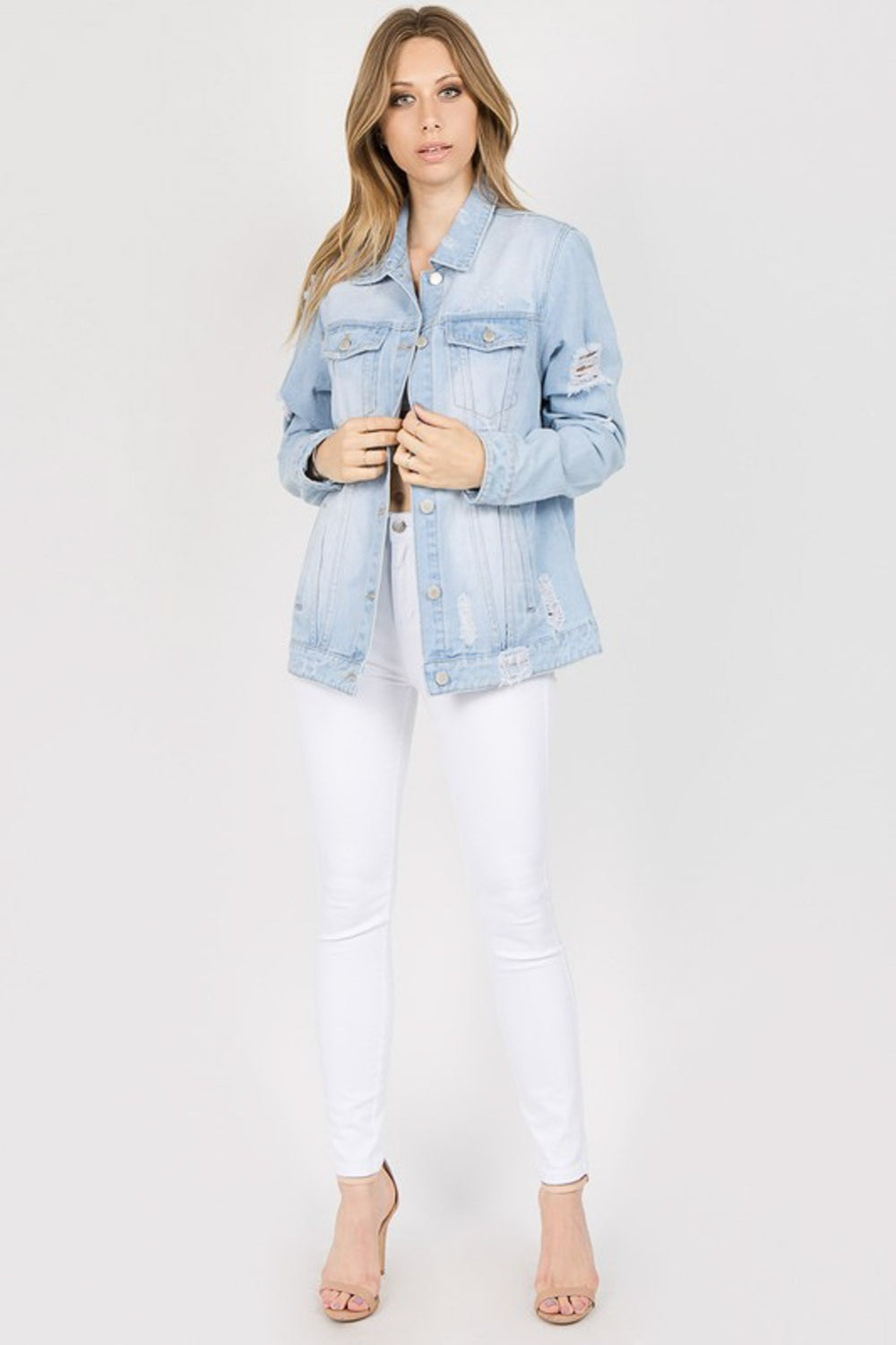 Stilla | Bazi Bogstaves Patched Slidt Denim Jakke