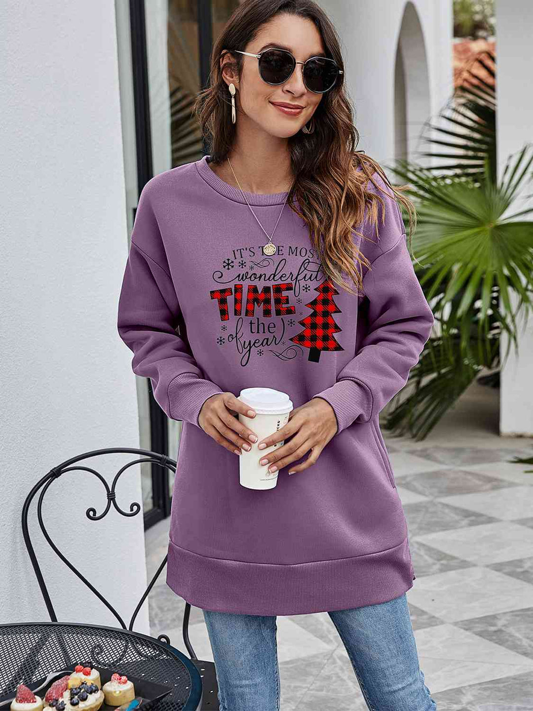 Stilla | Træ Grafik Drop Skulder Sweatshirt