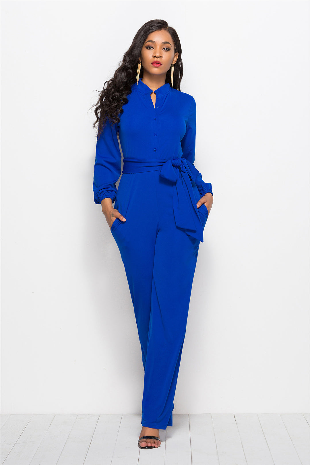 Dame Elegant Jumpsuit med tætsiddende snit og lange ærmer Stilla