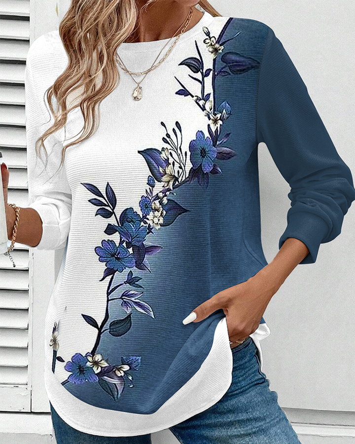 Stilla | Rund halsudskæring Colorblock blomster mønster