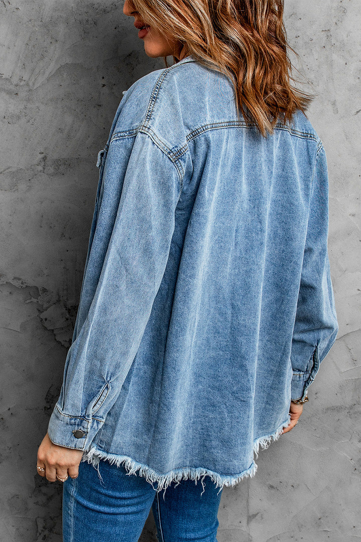 Stilla | Up Pocketed Raw Hem Denimjakke