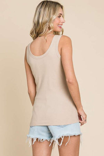 Stilla | Code Full Size Ribbed Scoop Neck Tank