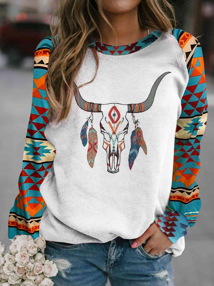 Stilla | Hals Raglan Ærme Grafisk Sweatshirt