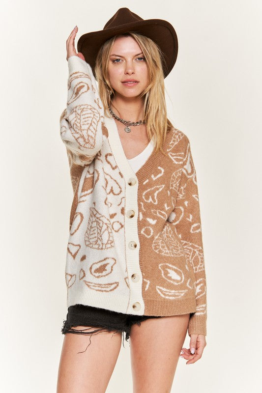 Stilla | Paisley Og Farveblok Cardigan