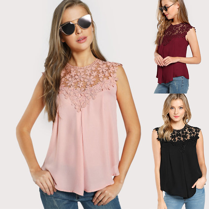 Damebluse med blomsterbroderi og flydende snit Stilla