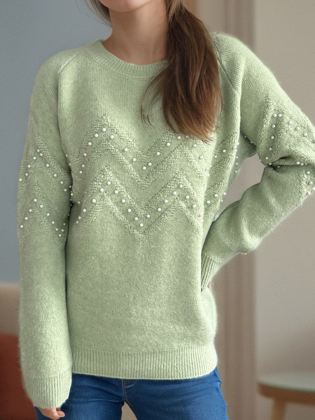 Stilla | Pullover Varm Med Perlepynt