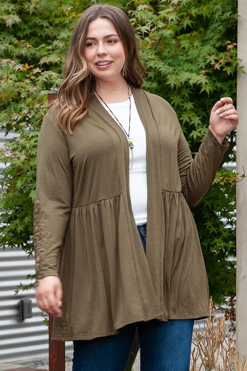 Stilla | Størrelse Blonde Detalje Åben Front Ruffle Kant Cardigan