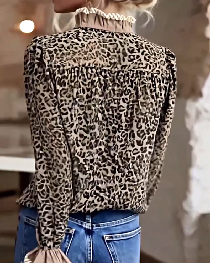 Stilla | Lækkert Leopardmønster Lange ærmer