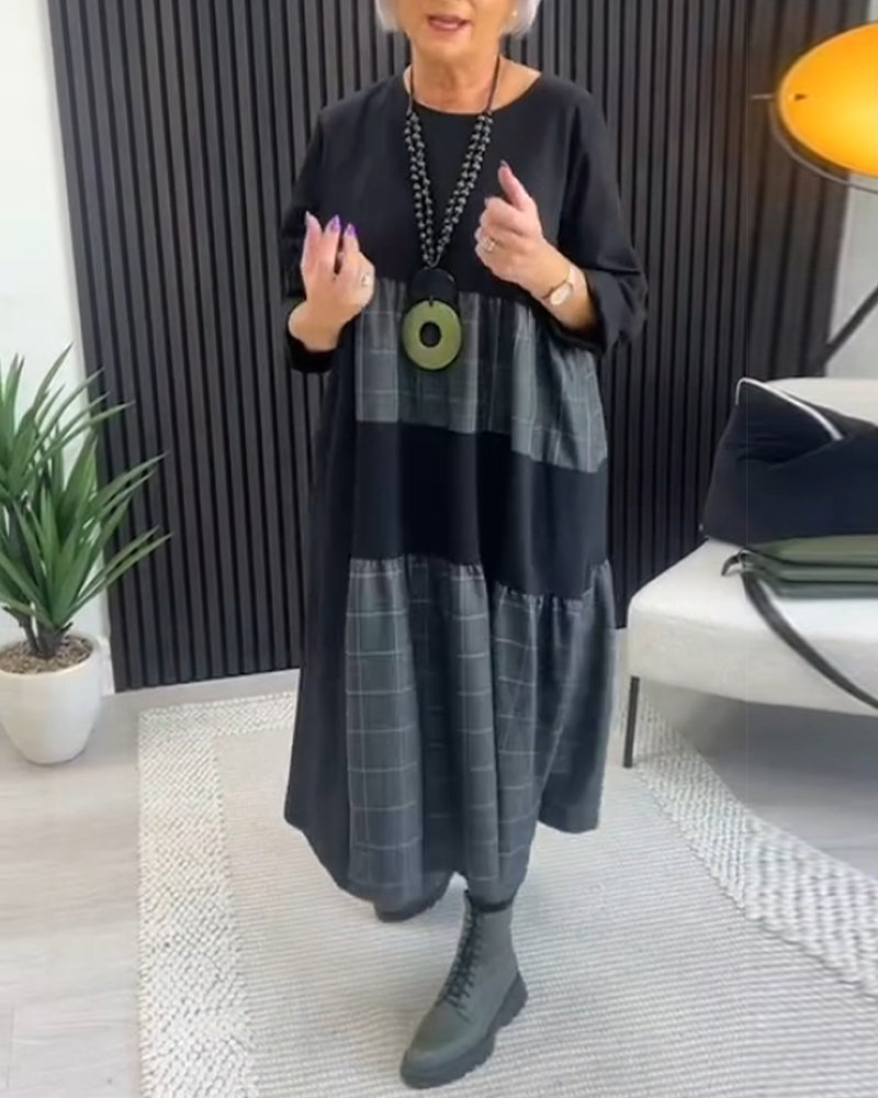 Stilla | Kjole med ternet patchwork og lomme