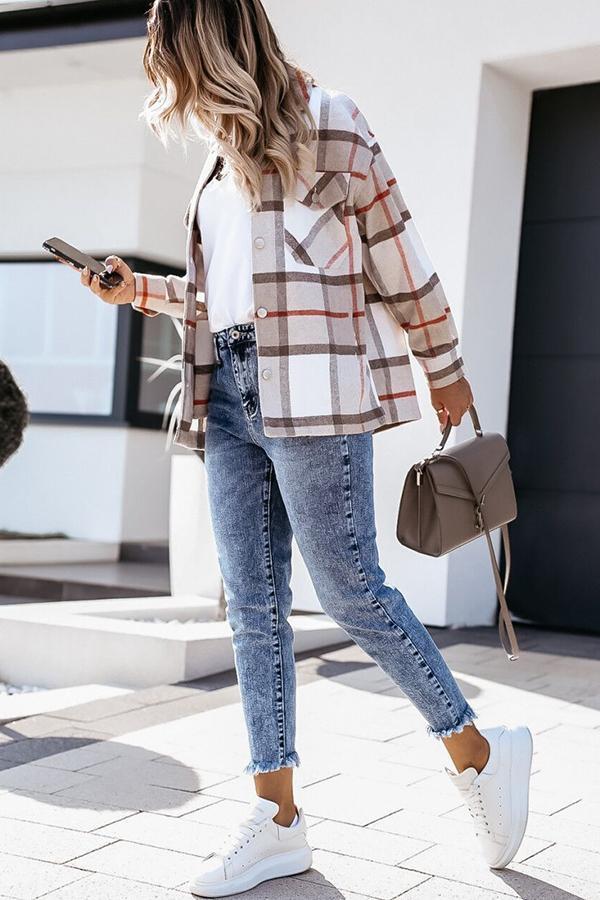 Stilla | Feeling Plaid Med Lommer Afslappet Jakke
