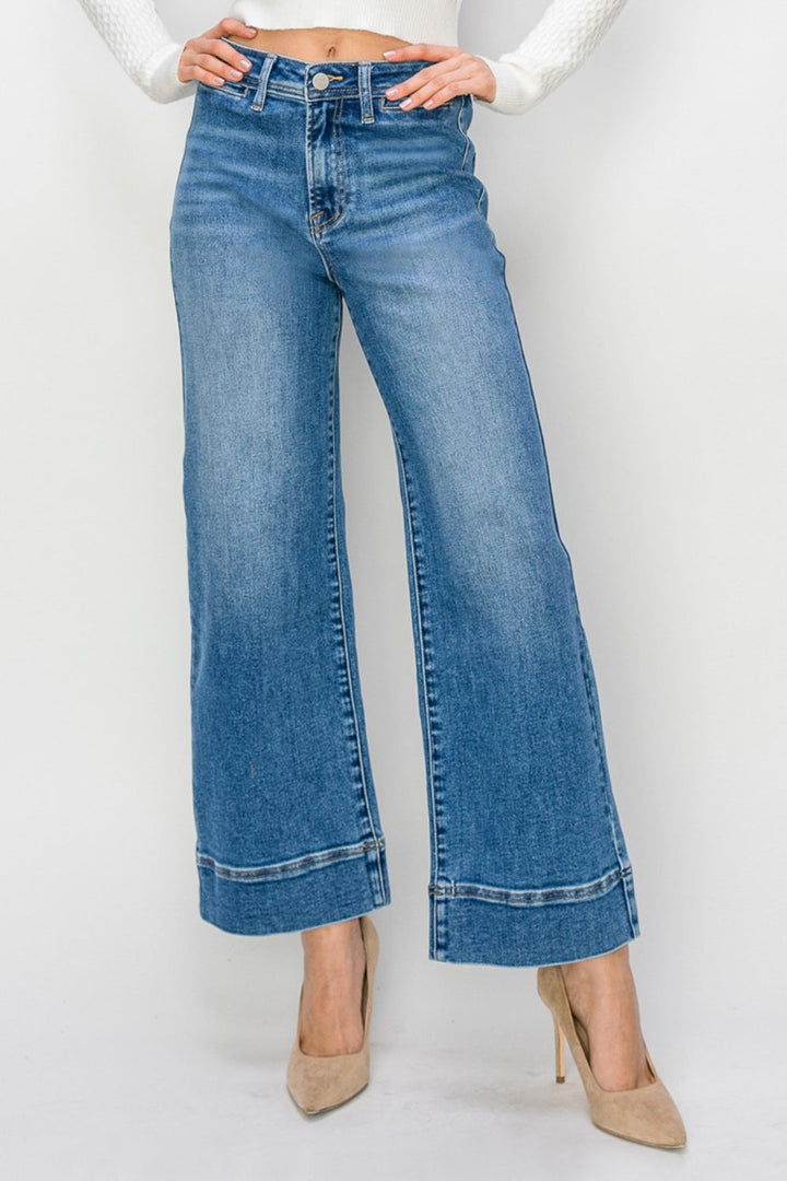 Stilla | Fuld størrelse høj talje bred ben jeans