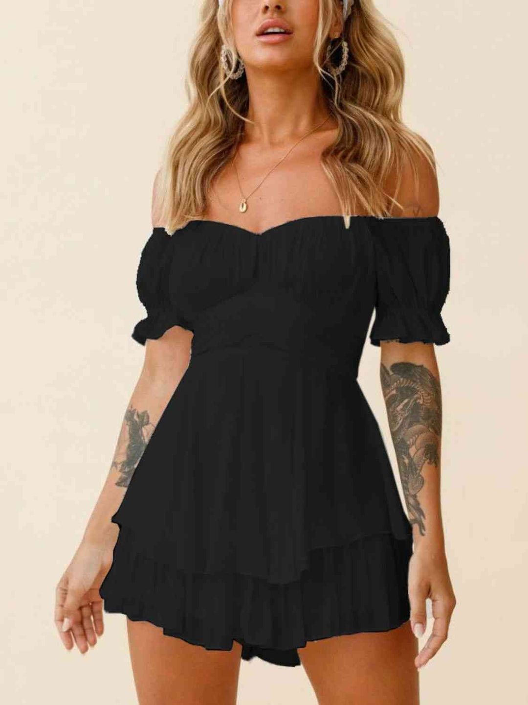 Stilla | Skulder Flounce Ærme Romper
