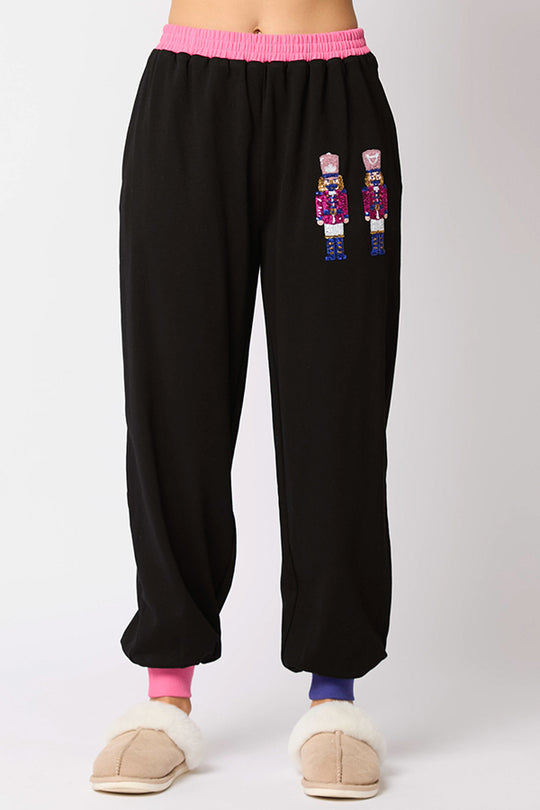 Stilla | Julemand Pailletter Fritid Sweatshirt og elastisk Talje løs Bukser Set