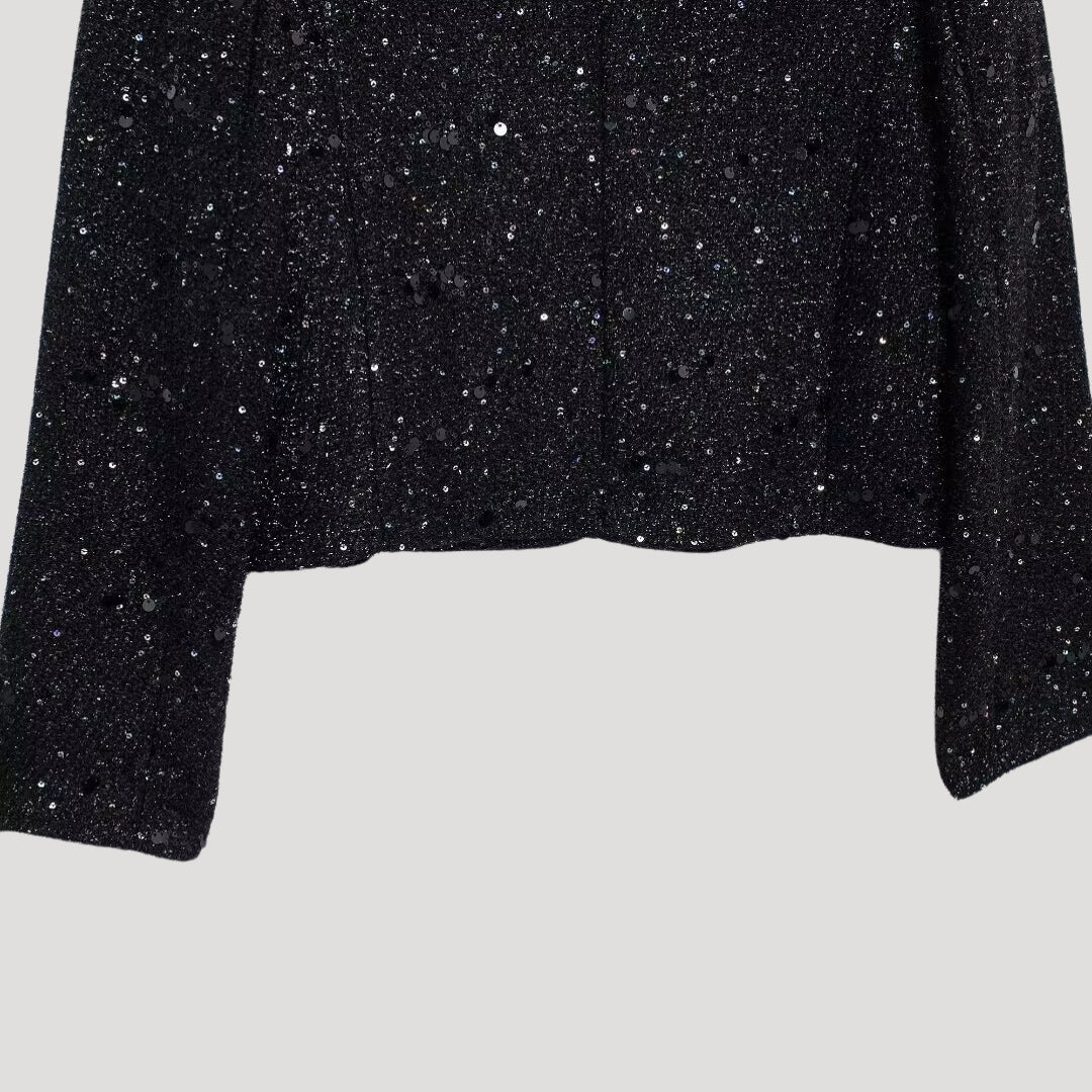 Stilla | Kvinder Glitrende Cropped Strikketrøje