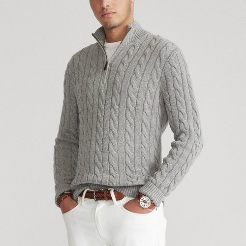 Stilla | Pullover med Fletmønster og Halv Lynlås - Elegant Fritids-Strikpullover