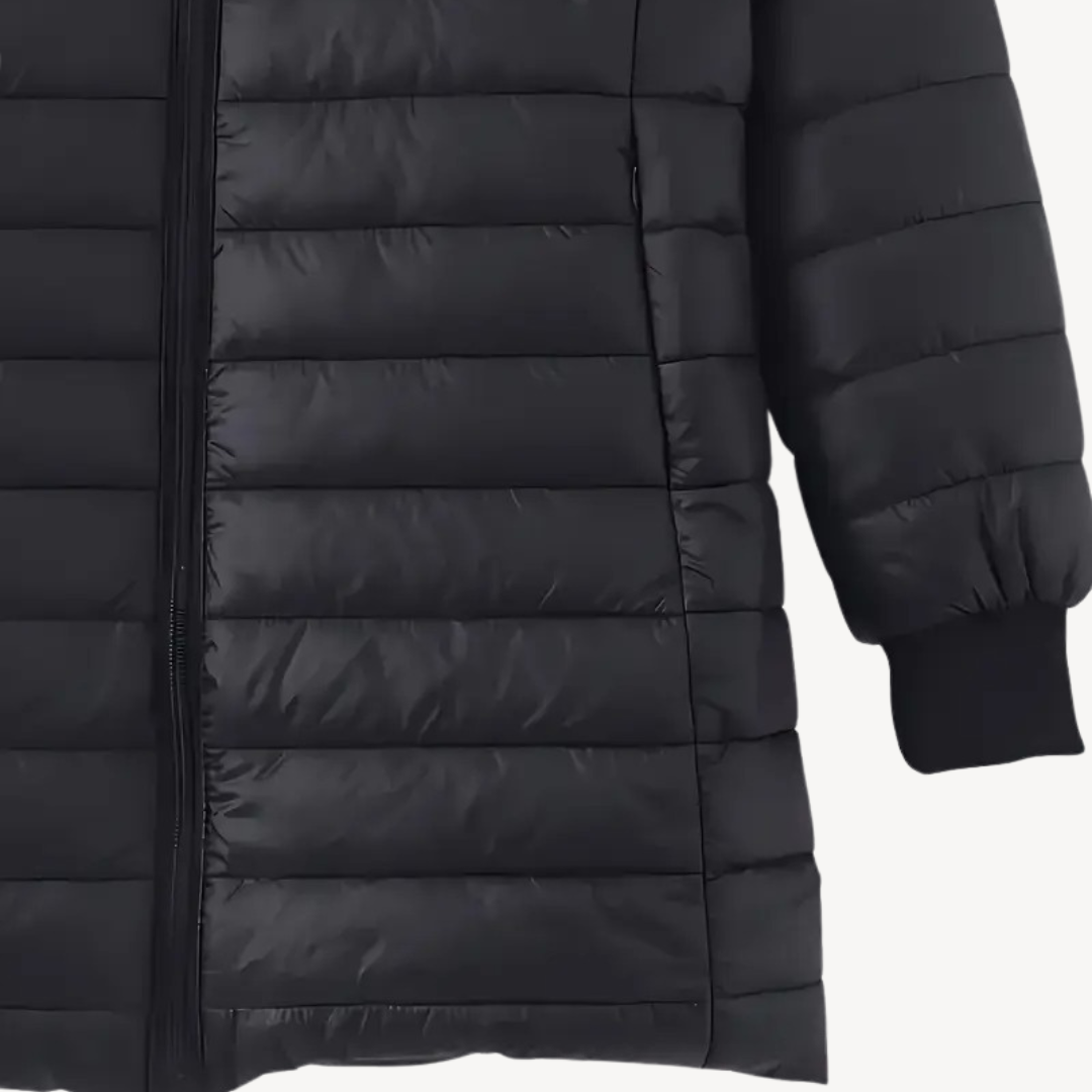 Stilla | Dame Hoodie Puffermantel med Sherpa-for.