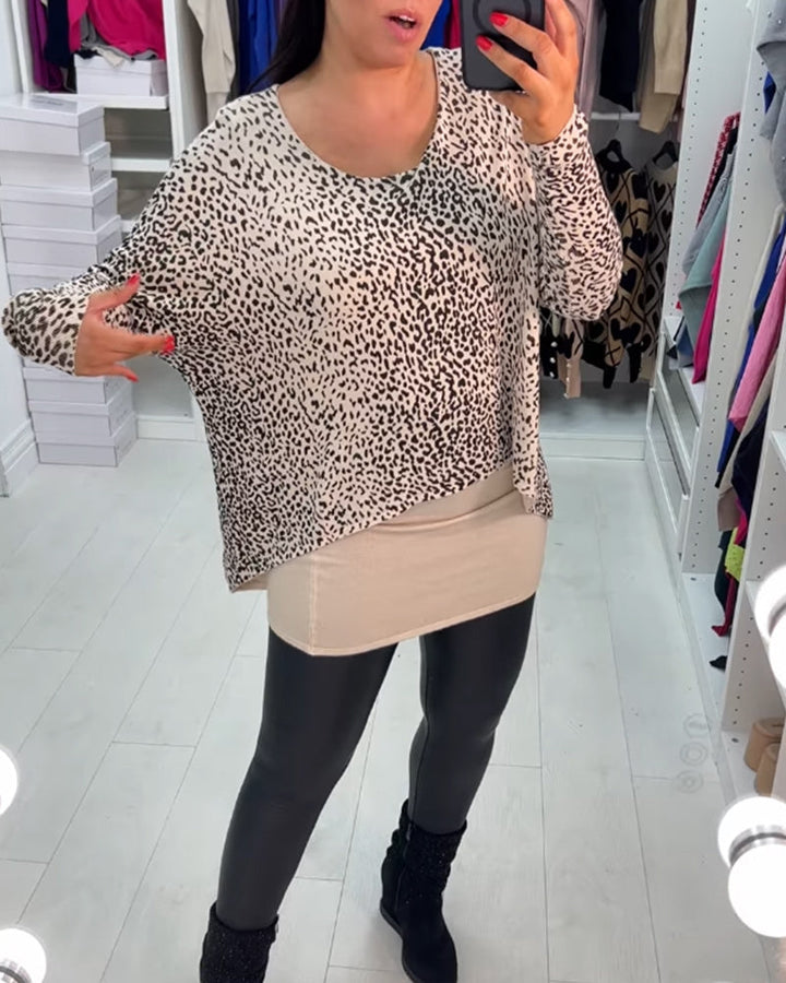 Stilla | Rund halsudskæring og leopardmønster