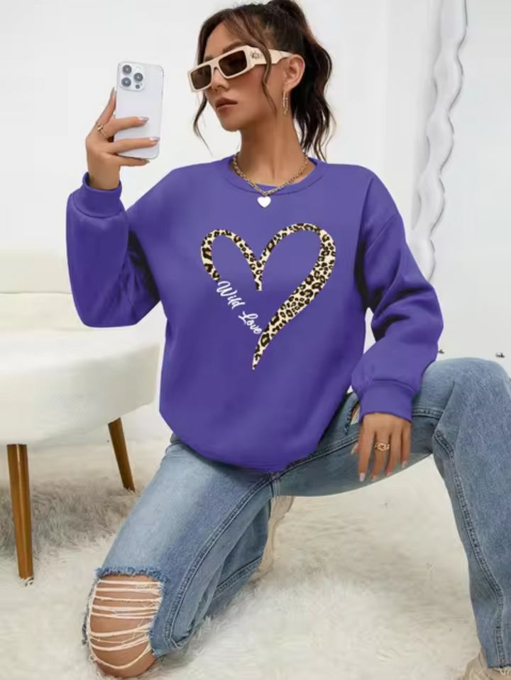 Stilla | Bomulds T-shirt Med Leopard-Hjerteprint