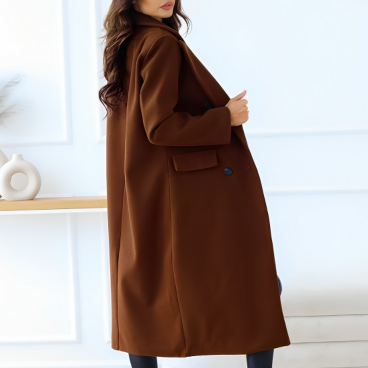 Stilla | Langfrakke Oversized Fit Uldkvalitet Dobbelt Knapper Klassiske Detaljer