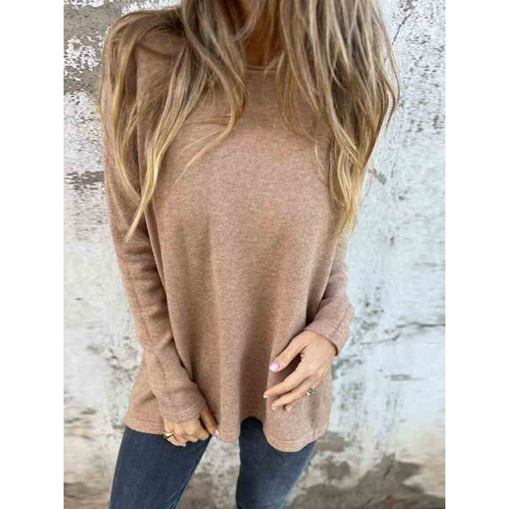 Stilla | Dame Casual Strikket Bluse Med Knaplukning Bagpå