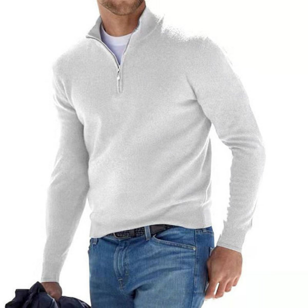 Stilla | Merino V-Hals Sweater Med Lynlås