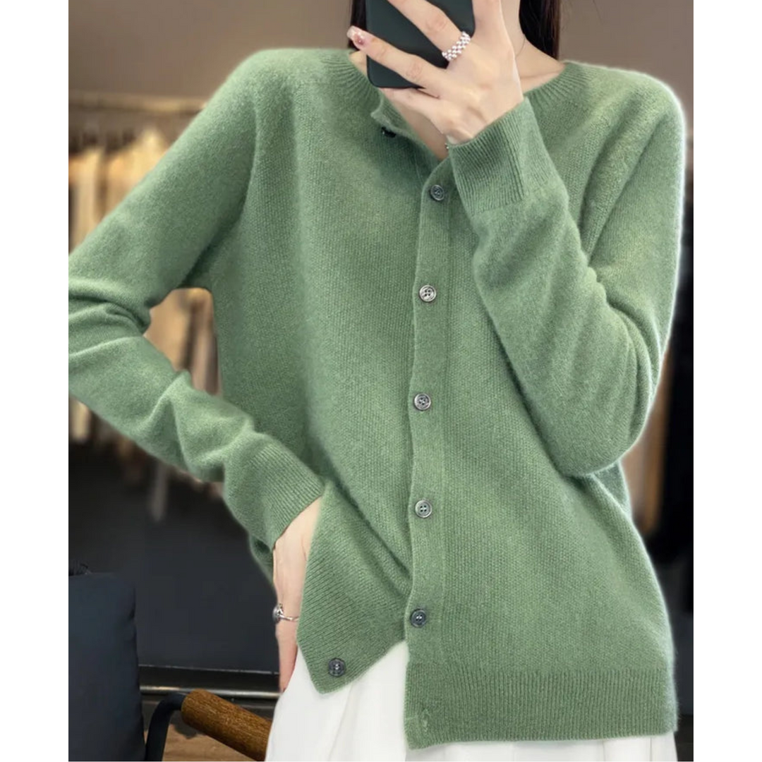 Stilla | Kvinders merinould cardigan O-hals