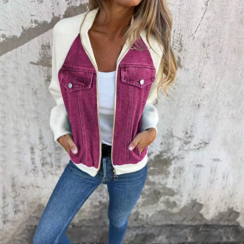Stilla | Bomber Denim Look Med Lomme Detaljer og Behagelig Pasform